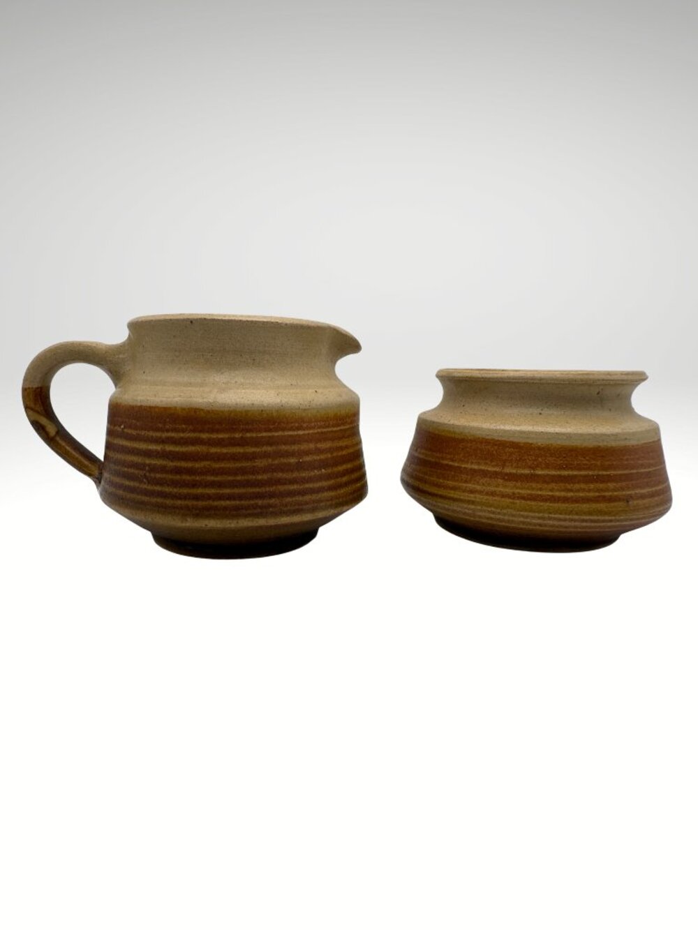 Signed Newfoundland Studio Pottery Brown Creamer Sugar Bowl Set (SKU: 028MG)